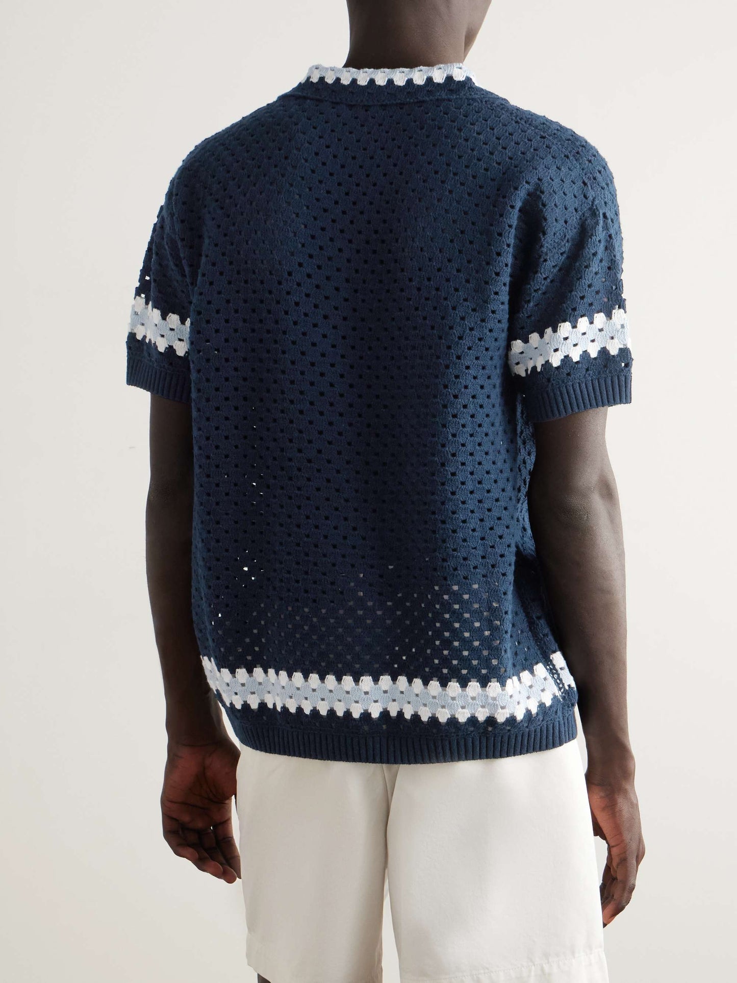 Load image into Gallery viewer, Pinto Cotton Crochet Cardigan Navy
