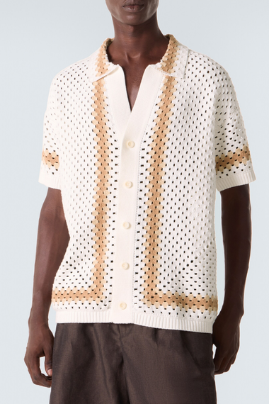 Pinto Cotton Crochet Cardigan Ivory