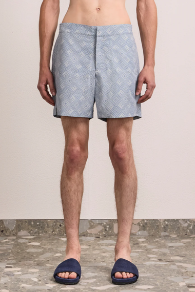 Porto Swim Short Angra Madeira Print Coastal Blue