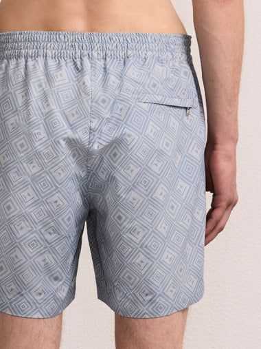Porto Swim Short Angra Madeira Print Coastal Blue