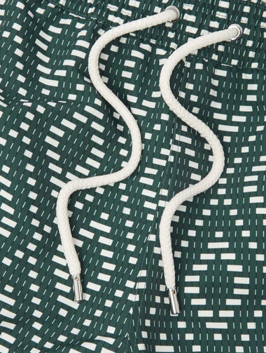 Rio Swim Short Raffia Angra Print Evergreen and Ivory