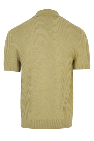 Rino Cotton Blend Jacquard Knit Polo Willow Green