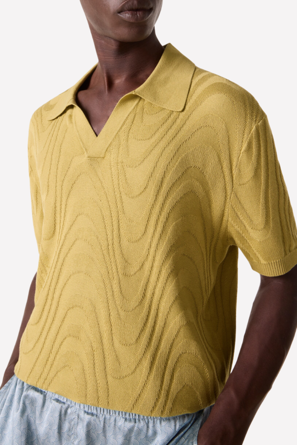 Load image into Gallery viewer, Rino Cotton Blend Jacquard Knit Polo Willow Green
