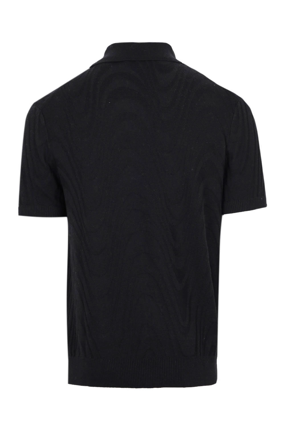 Load image into Gallery viewer, Rino Cotton Blend Jacquard Knit Polo Black
