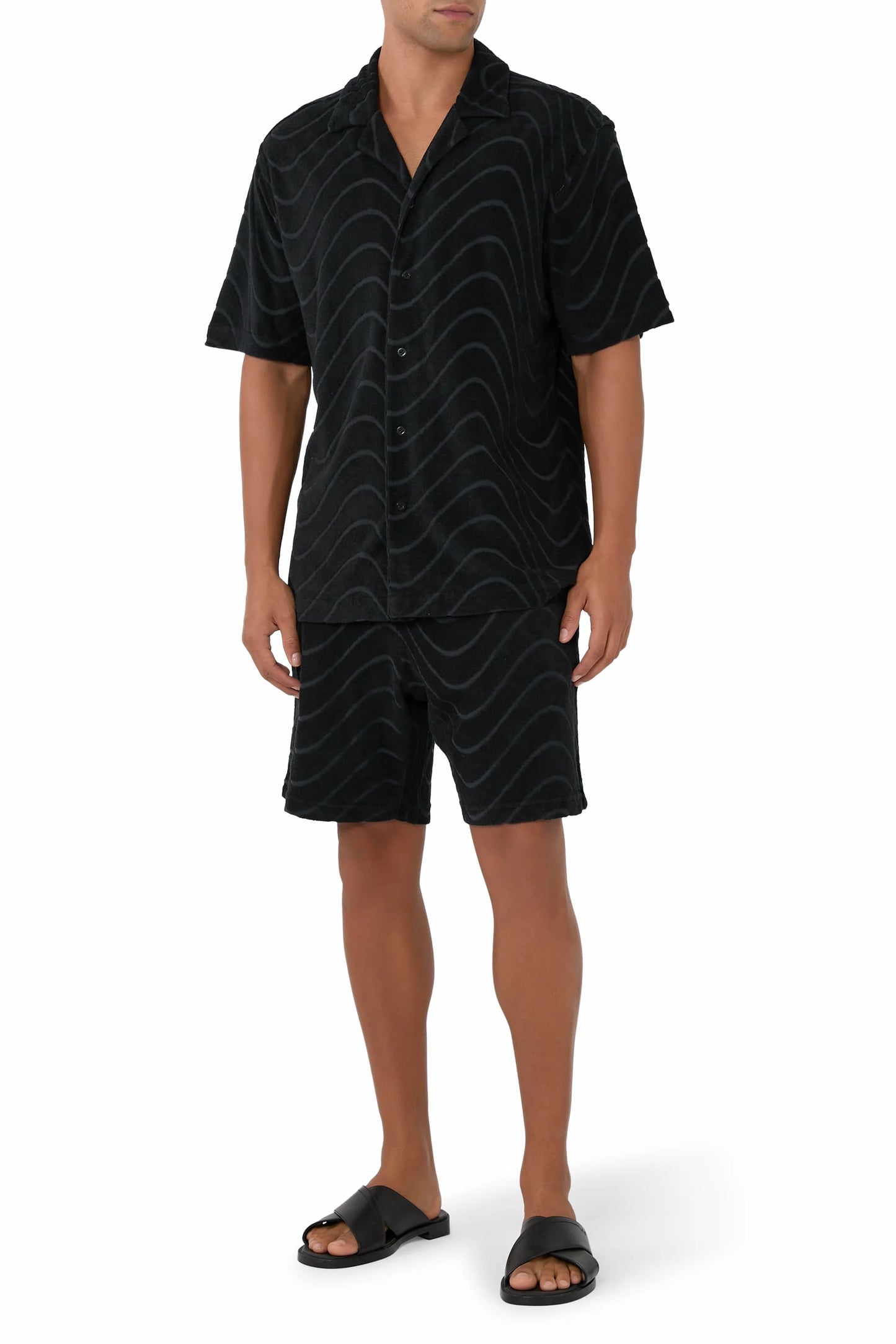 Load image into Gallery viewer, Roberto Fibra Jacquard Terry Shirt Black

