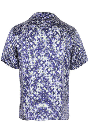 Roberto Silk Short Sleeve Shirt Angra Trelica Print Dusk
