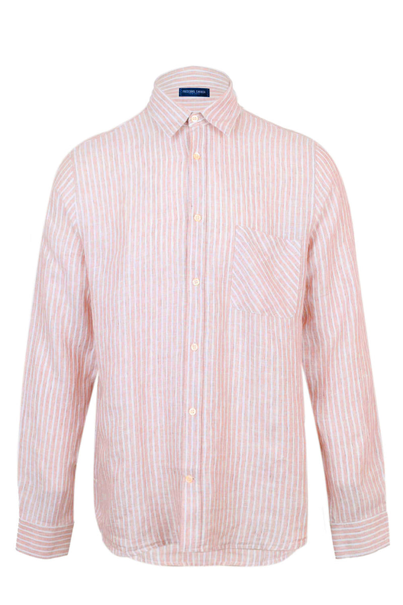 Telles Linen Striped Shirt Long Sleeve Pale Cooper