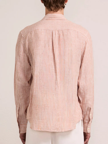 Telles Linen Striped Shirt Long Sleeve Pale Cooper