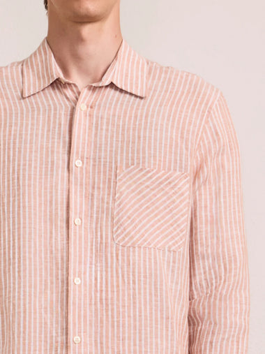 Telles Linen Striped Shirt Long Sleeve Pale Cooper