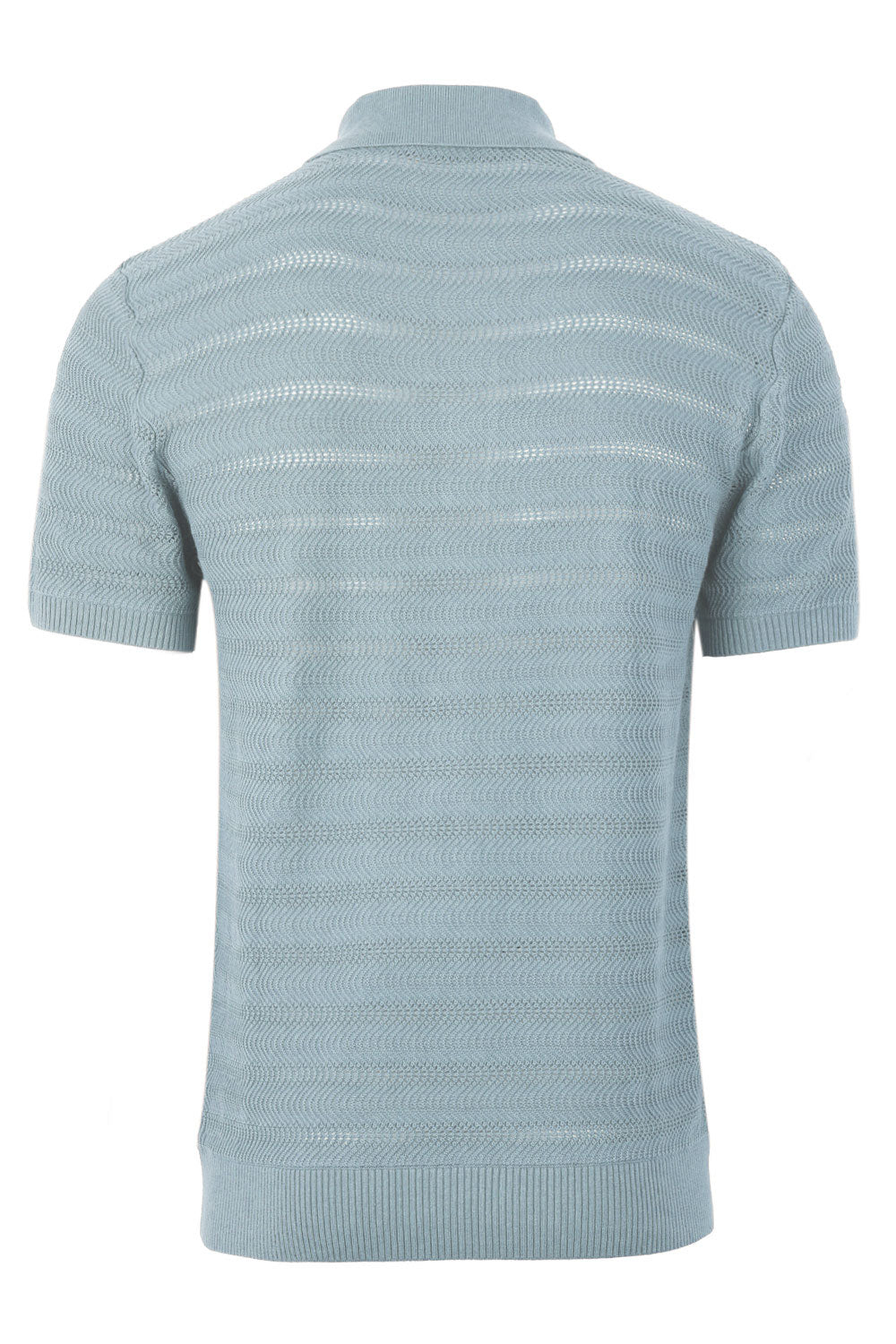 Load image into Gallery viewer, Vidal Cotton Jacquard Wave Buttoned Polo Coastal Blue
