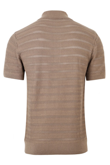 Vidal Cotton Jacquard Wave Buttoned Polo Khaki