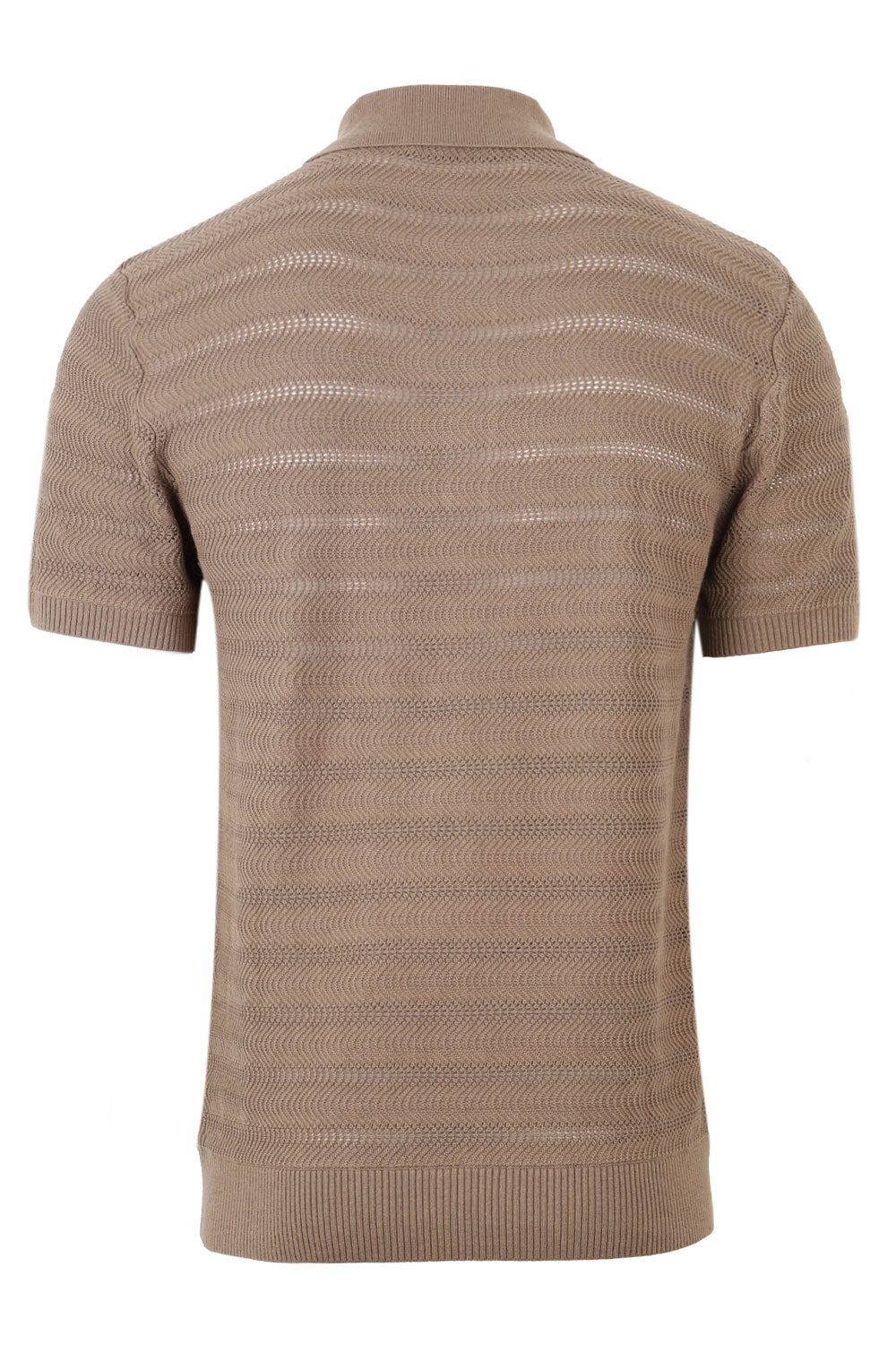 Load image into Gallery viewer, Vidal Cotton Jacquard Wave Buttoned Polo Khaki
