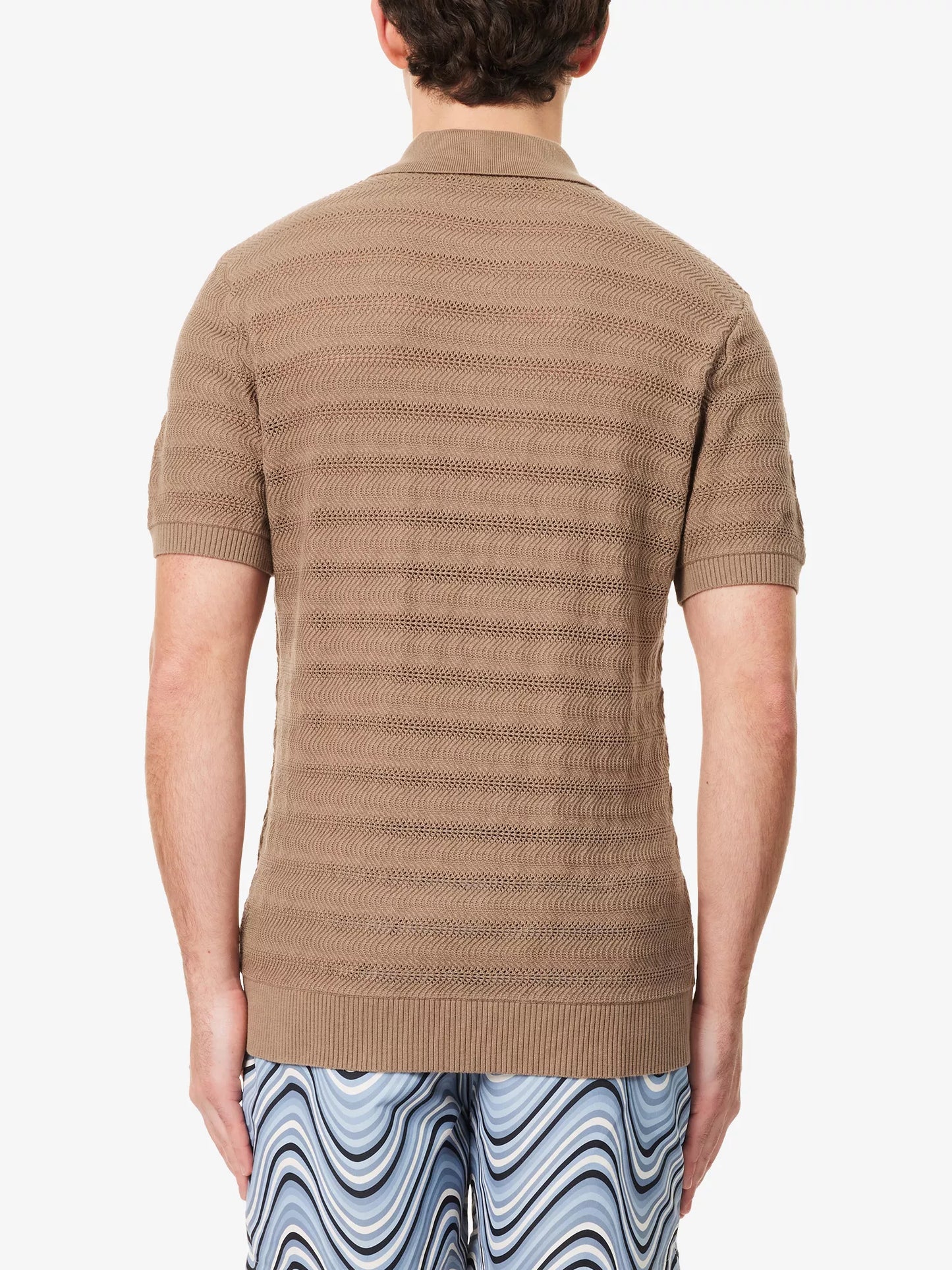 Load image into Gallery viewer, Vidal Cotton Jacquard Wave Buttoned Polo Khaki
