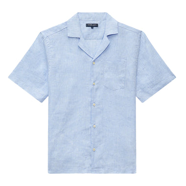 Men’s Angelo Linen Short Sleeve Shirt - Baby Blue - Top