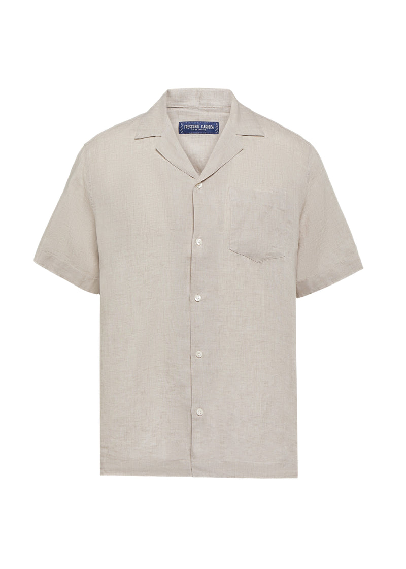Angelo Linen Shirt Short Sleeve Ecru
