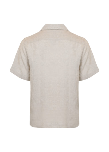 Angelo Linen Shirt Short Sleeve Ecru - Shirt