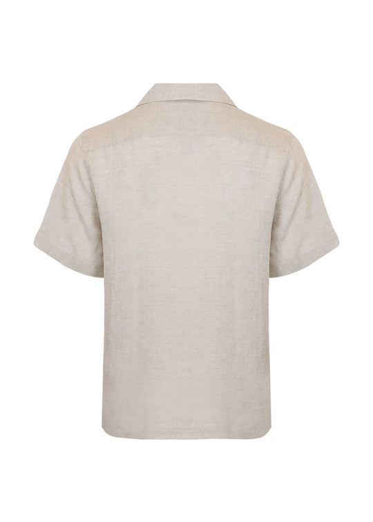 Angelo Linen Shirt Short Sleeve Ecru - Shirt
