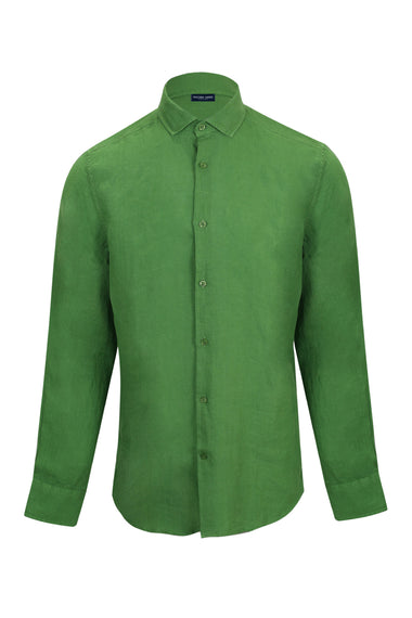Antonio GD Linen Long Sleeve Shirt Parakeet Green