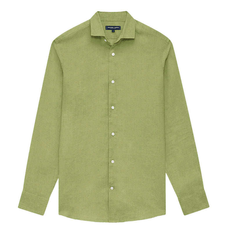 Men's Antonio Linen Shirt Long Sleeve - Jungle Green