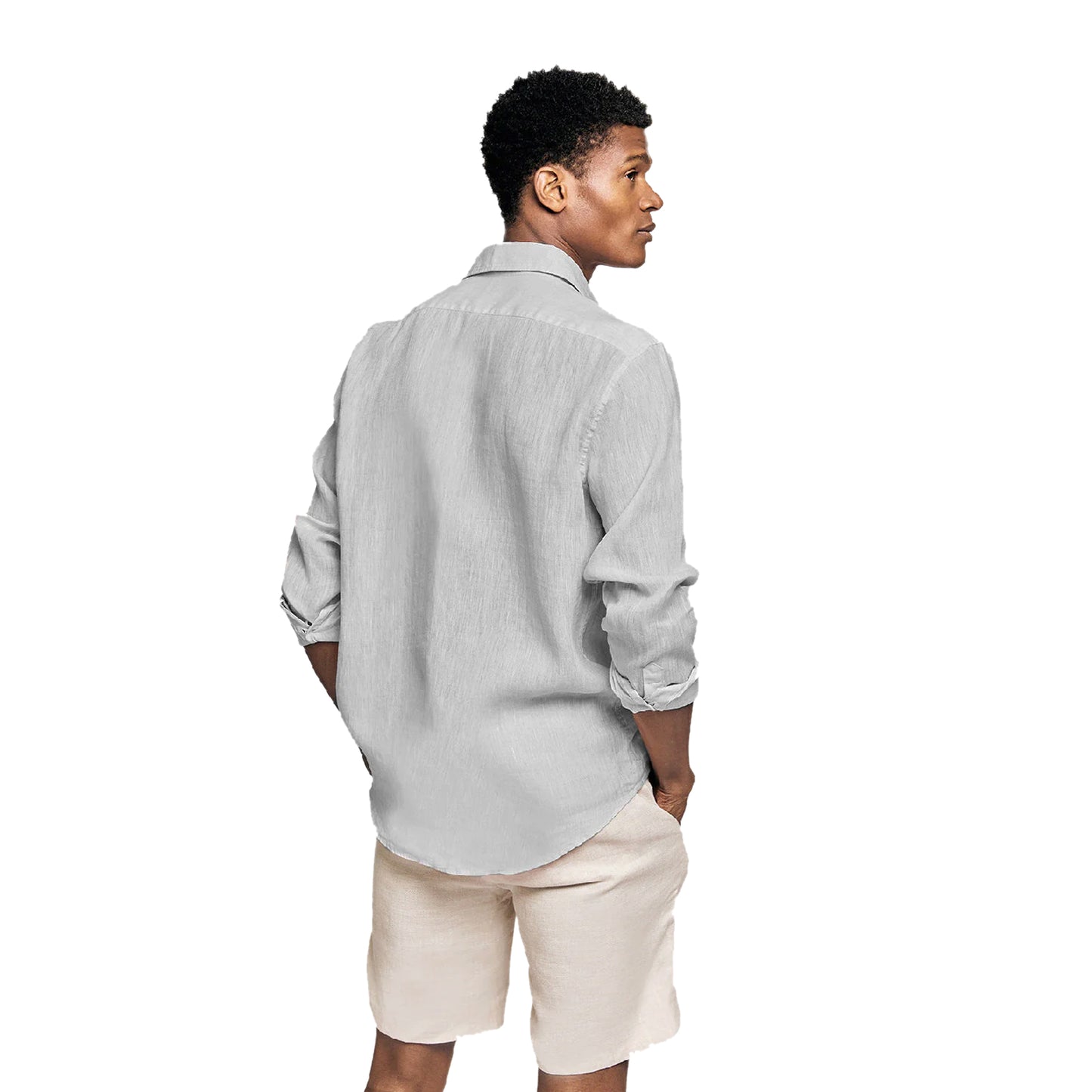 Load image into Gallery viewer, Men’s Antonio Linen Shirt Long Sleeve - Light Grey - Top
