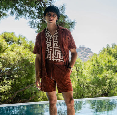 Augusto Terry Jacquard Short Silk Brown - Shorts