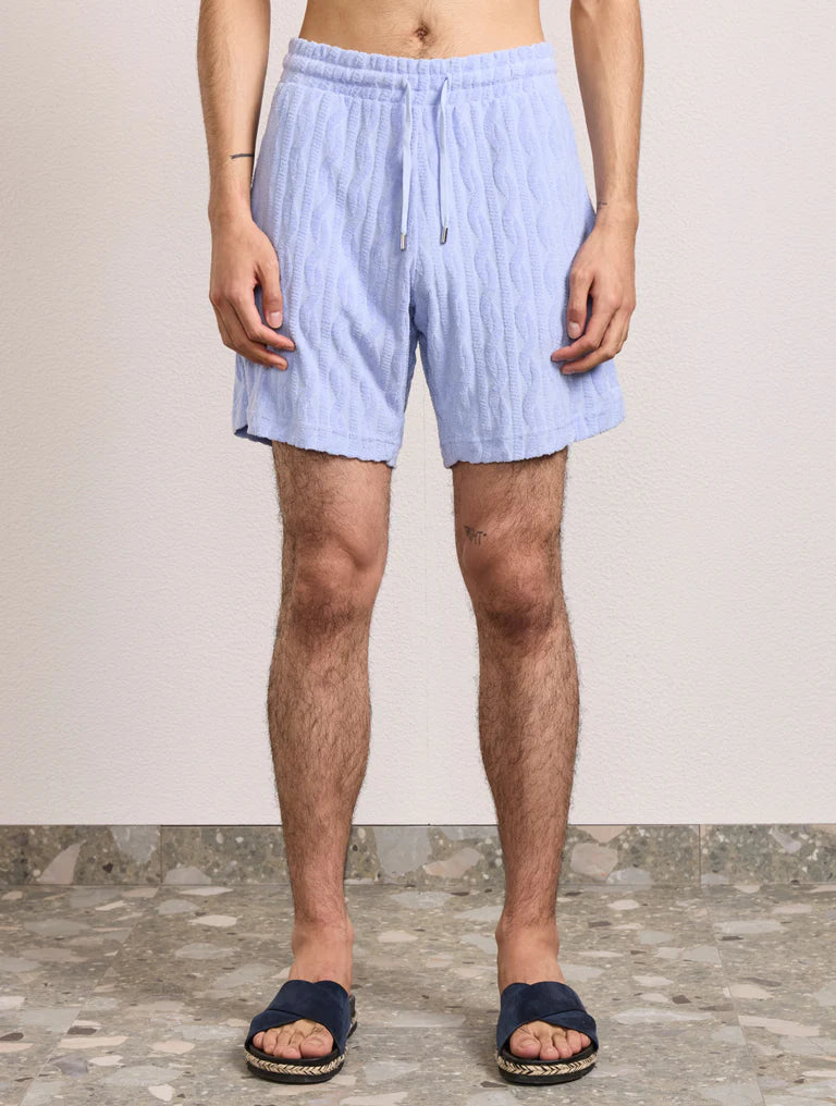Load image into Gallery viewer, Augusto Terry Jacquard Short Chambray Blue
