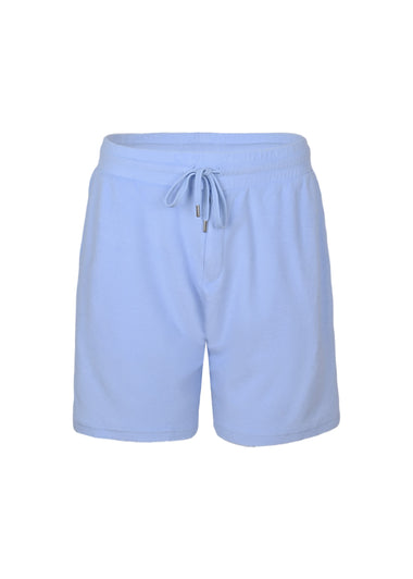 Augusto Terry Cotton Blend Shorts Baby Blue - Short