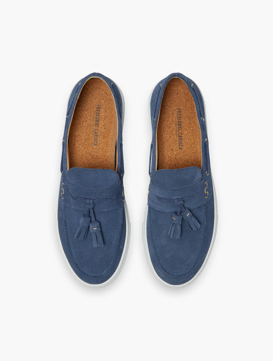 Monta Suede Deck Loafers Denim Blue