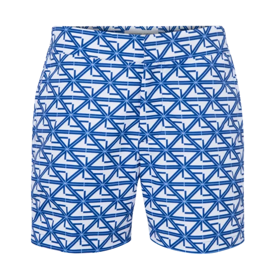 Classic FC Monogram Print Swim Shorts White/Ocean Blue
