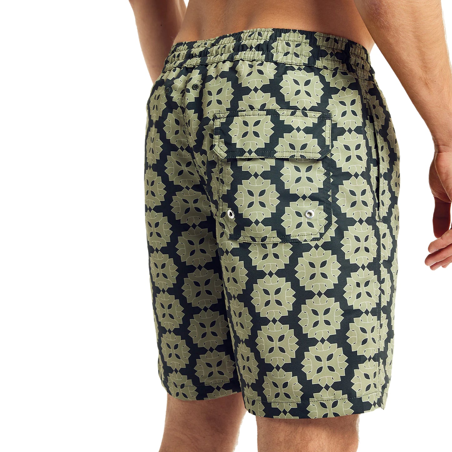 Load image into Gallery viewer, Men’s Swim Board Shorts with Medalhao Print - Jungle Green &amp;amp; Botanical Green - Swim Shorts

