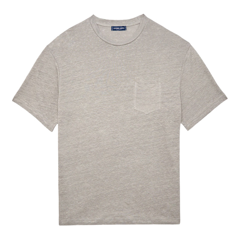 Men's Carmo Linen Relaxed Fit Tee With Pocket  - Stone Grey