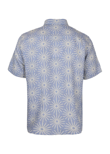 Castro Linen Copa Sol Printed Short Sleeve Shirt Chambray Blue