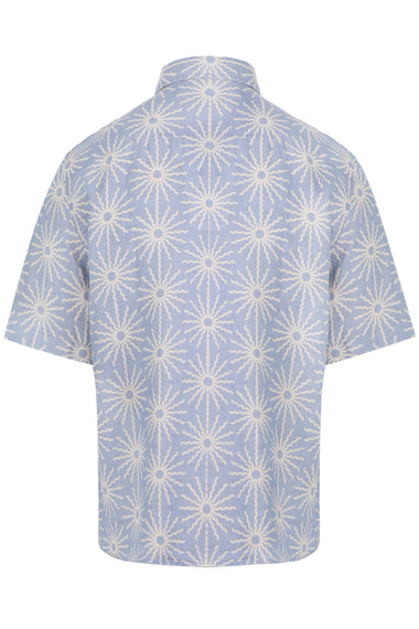 Castro Linen Copa Sol Printed Short Sleeve Shirt Chambray Blue