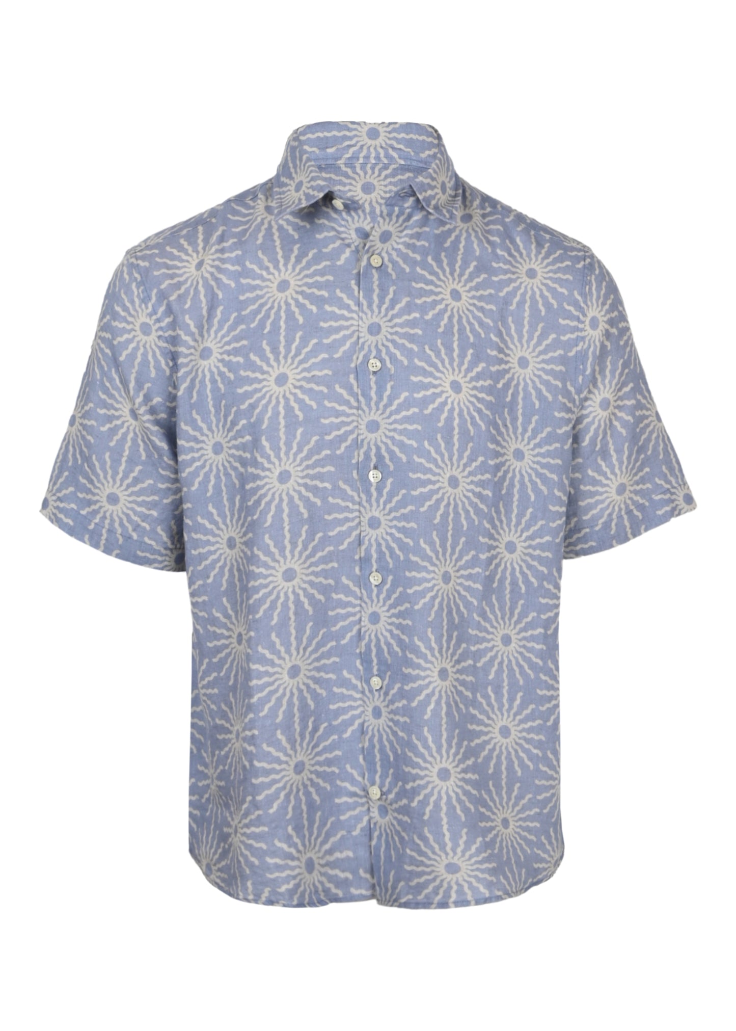 Load image into Gallery viewer, Castro Linen Copa Sol Printed Short Sleeve Shirt Chambray Blue
