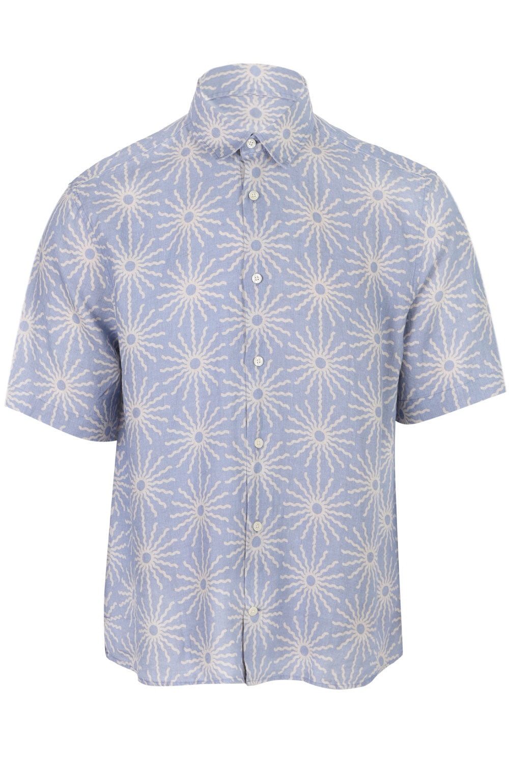 Load image into Gallery viewer, Castro Linen Copa Sol Printed Short Sleeve Shirt Chambray Blue
