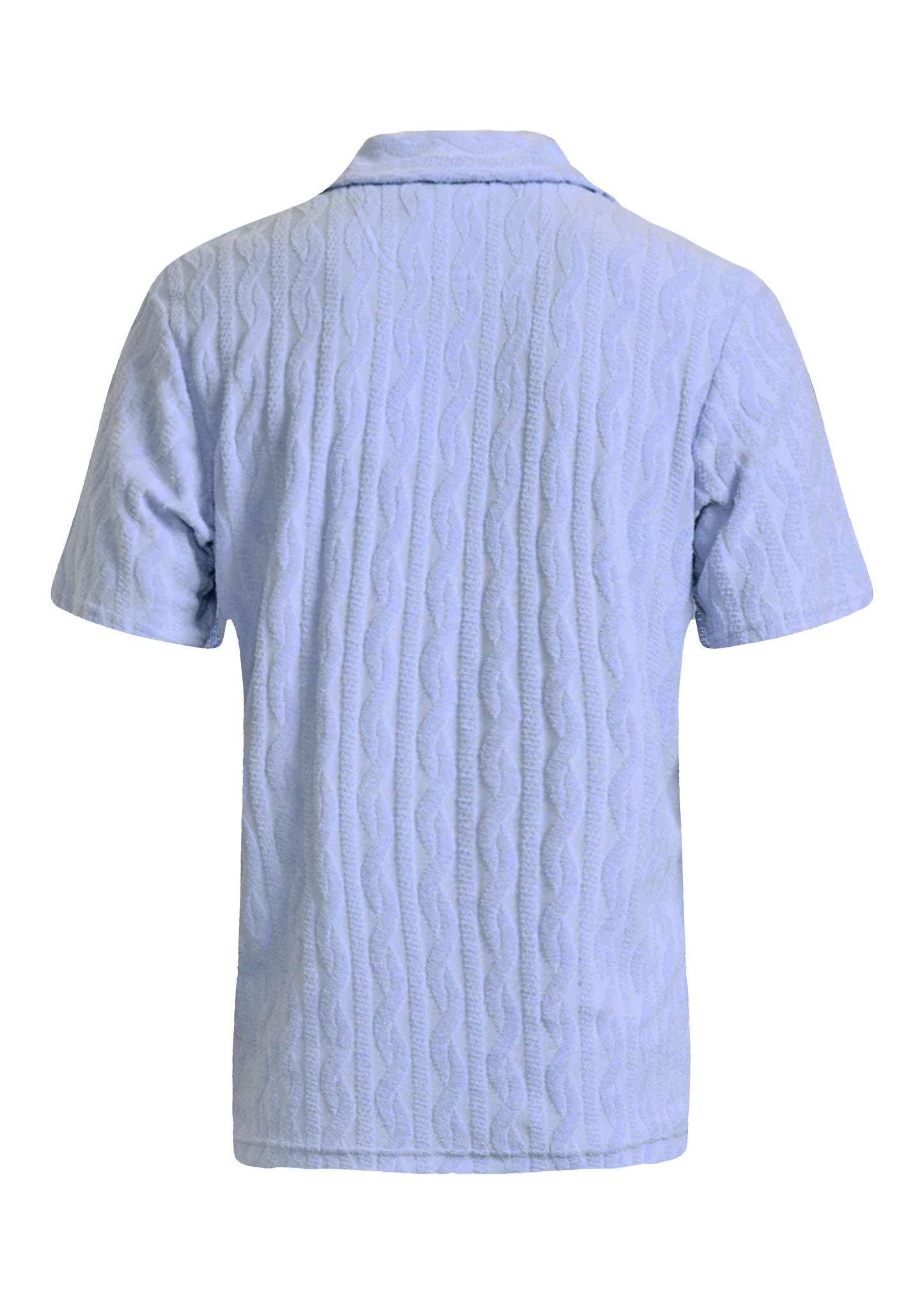 Load image into Gallery viewer, Faustino Jacquard Terry Cotton Polo Short Sleeve Chambray Blue
