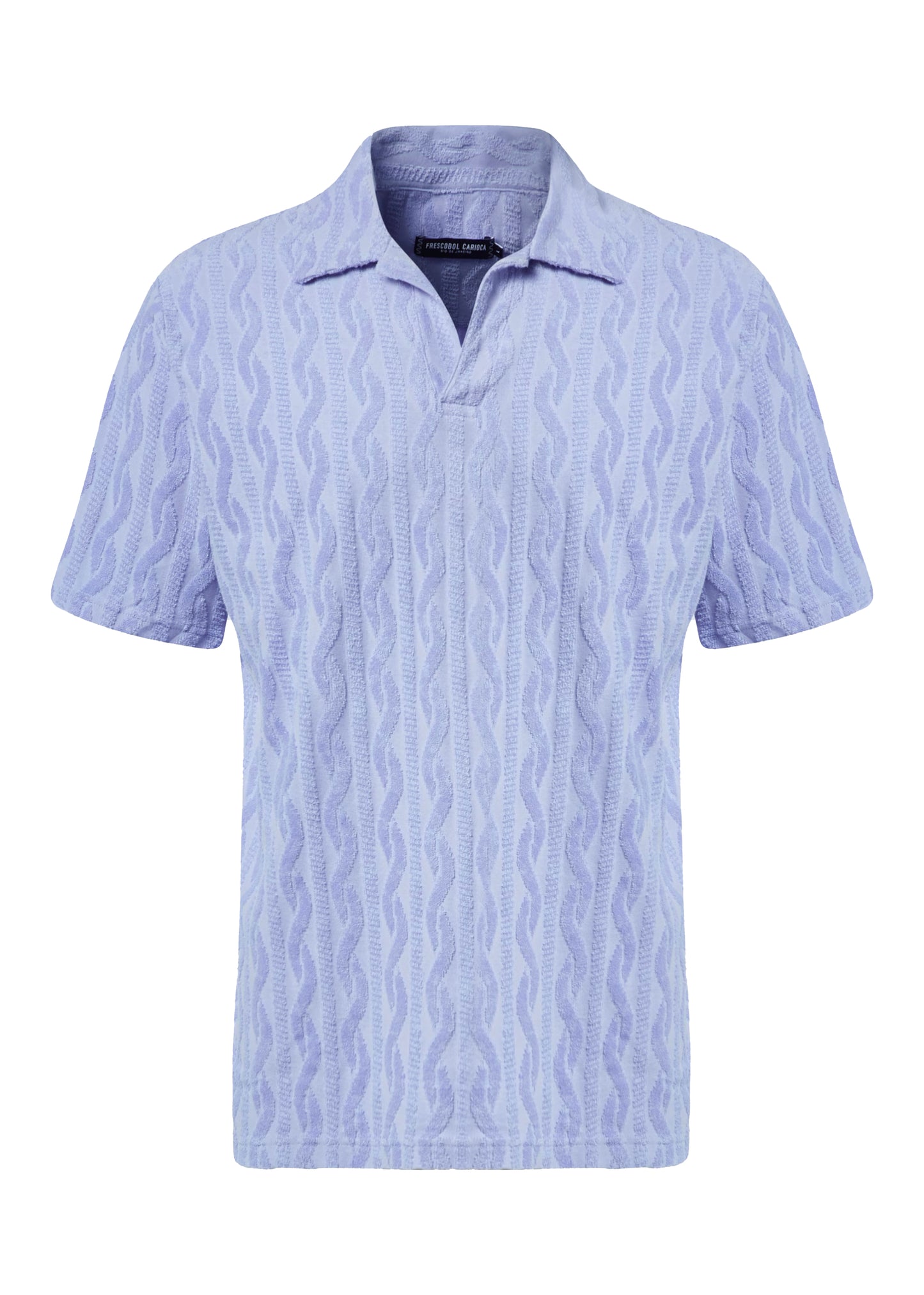 Faustino Jacquard Terry Cotton Polo Short Sleeve Chambray Blue