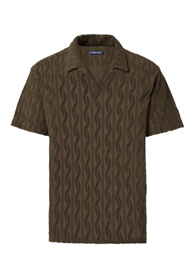 Faustino Jacquard Terry Cotton Polo Short Sleeve Seawood