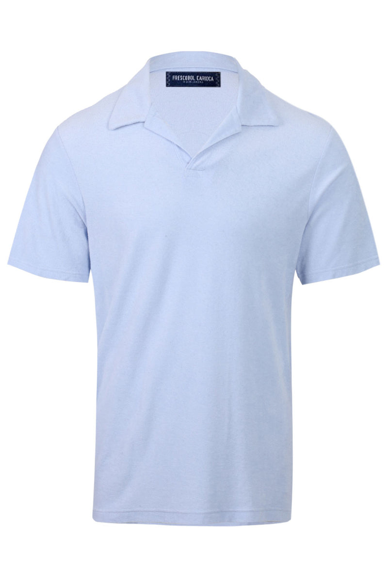 Faustino Terry Cotton Blend Polo Baby Blue