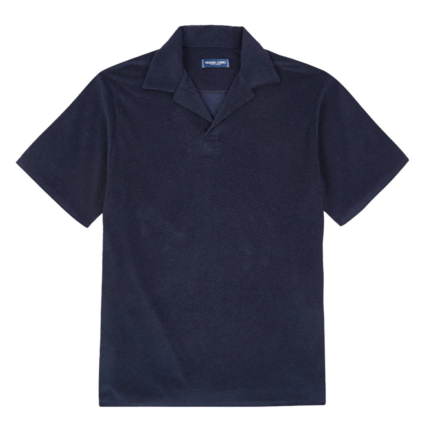 Load image into Gallery viewer, Men’s Faustino Terry Cotton Blend Polo - Navy Blue - Top
