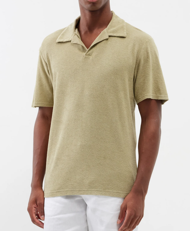 Men’s Faustino Terry Cotton Blend Polo - Jungle Green - Top