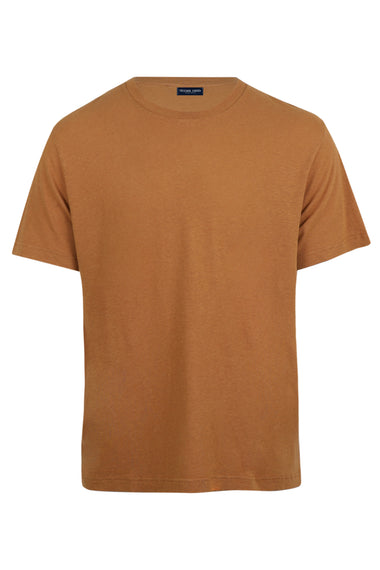 Dinis Linen Blend Linear Floral Printed Tee Almond