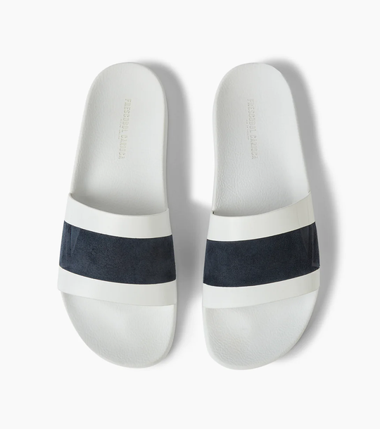 Humberto Suede Sliders - White And Navy