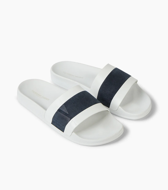 Humberto Suede Sliders - White And Navy