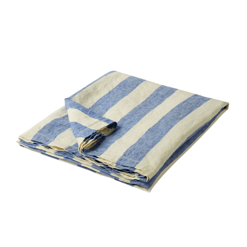 Linen Towel Large Stripe Blue/White