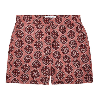 Men’s Classic Swim Shorts with Medalhao Print - Mauve & Garnet - Swim Shorts