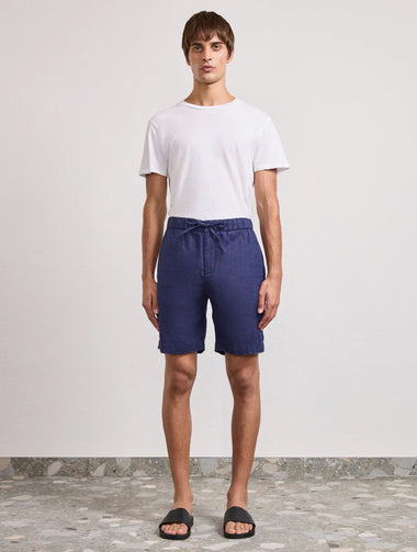 Mens Linen Shorts in Navy Blue