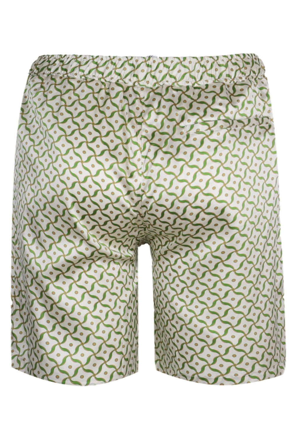 Palma Silk Lotus Printed Shorts Ivory and Parakeet Green