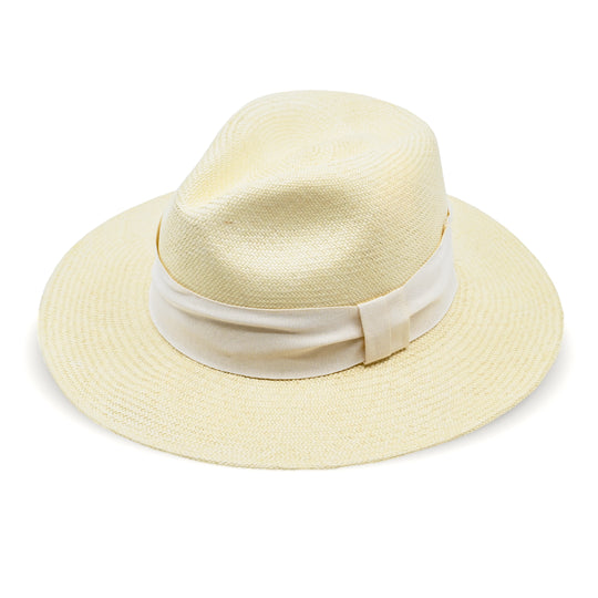 Load image into Gallery viewer, Rafael Panama Hat Wide Ribbon Off White - Hat
