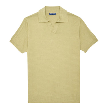 Men’s Rino STR Cotton/Silk Knit V Polo - Jungle Green - Top